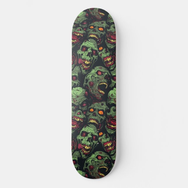 Skateboard do Dia das Bruxas Verde Zombie Spooky (Frente)