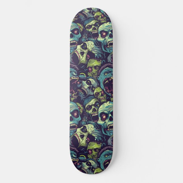 Skateboard do Dia das Bruxas Verde Zombie Spooky (Frente)
