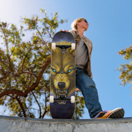 Skateboard do lobo amarelo caçando
