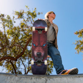 Skateboard do lobo vermelho aprisionando