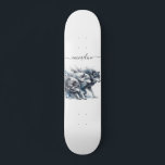 Skateboard do Wolf Pack do Nome de Script Personal<br><div class="desc">Seu nome em uma fonte do estilo de script de tendências com um pacote de cores d'água de lobos selvagens em execução.</div>
