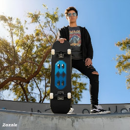 Skateboard fan art Pac-Man fantôme bleu noir