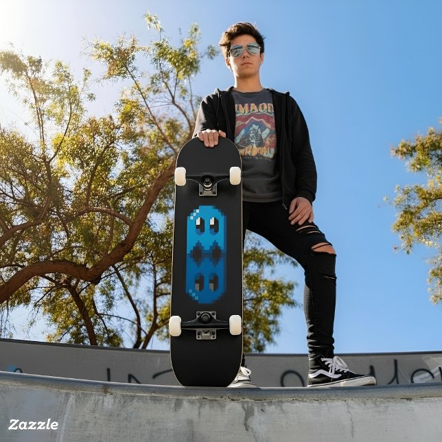 Skateboard fan art Pac-Man fantôme bleu noir (Skateboard fan art Pac-Man fantôme bleu noir)