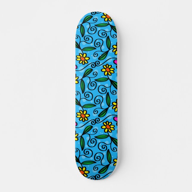 Skateboard Floral Abstrato (Frente)