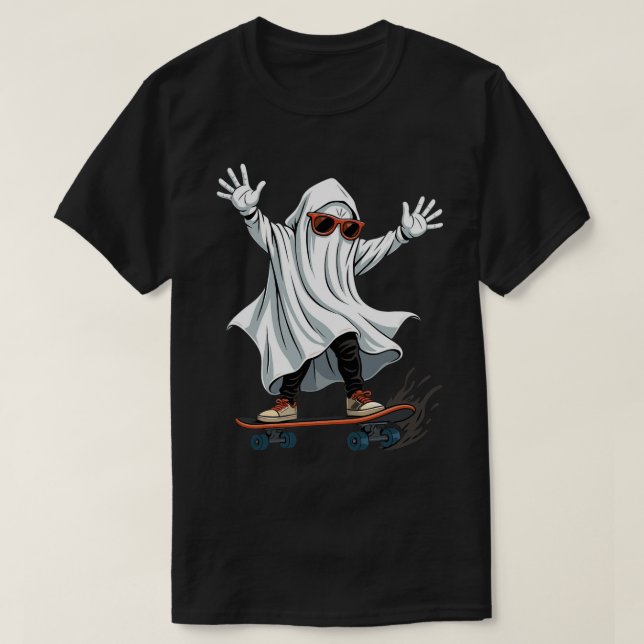 Skateboard Ghost T-Shirt Engraçado (Frente do Design)