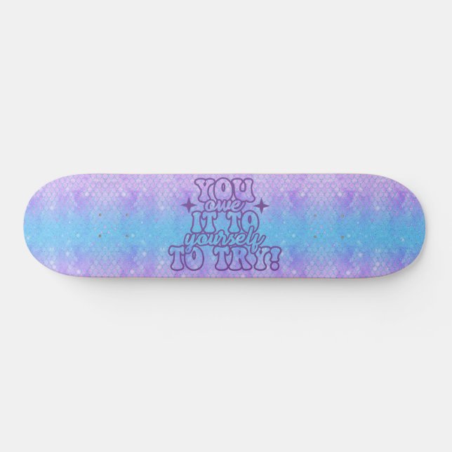 Skateboard Girly Glitter Sereid Positive Words (Horz)