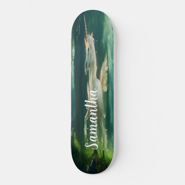 Skateboard Girly Old White Unicorn (Frente)