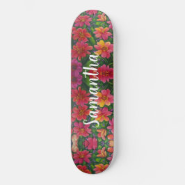 Skateboard Girly Pattern red orange Floral Floral
