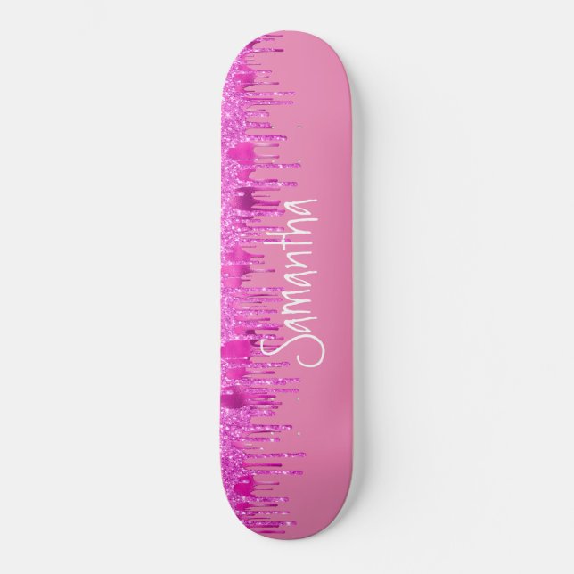 Skateboard Girly Pinky Glitter (Frente)