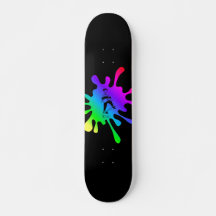 Skateboard Kid Colorida Paint Splash Add Name