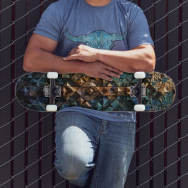Skateboard - Luxo Deck de Arte Mosaico Azul