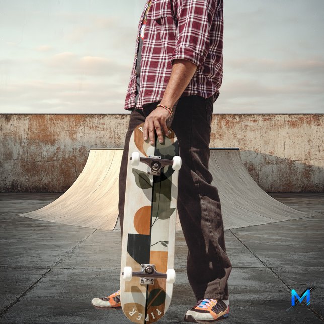 Skateboard Minimalista Boho - Folha Geométrica Ter (Criador carregado)