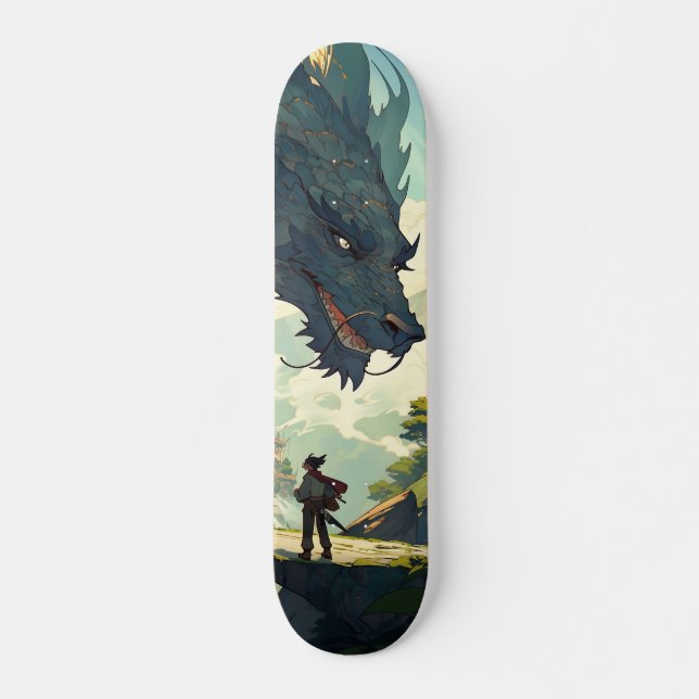 Skateboard Monstruo lagarto y guerrero japonés (Frente)