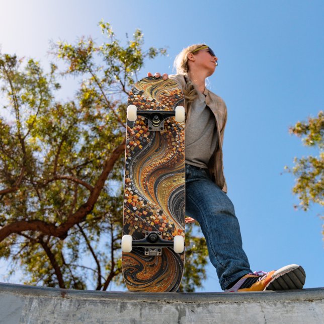 Skateboard Mosaico 3D - Deck de Arte de Luxo Vorte (Ao ar livre 1)