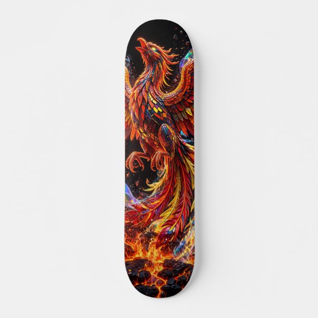 Skateboard Mosaico de Dragão de Gelo de Cristal (Frente)