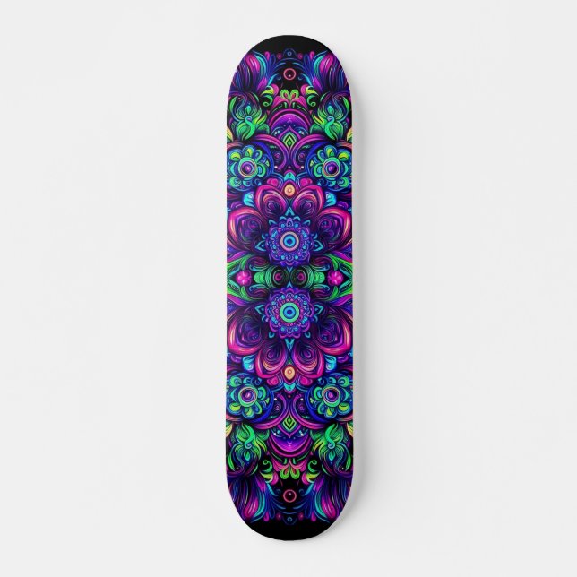 Skateboard Padrão de Grafite de Luz Negra (Frente)