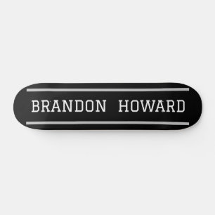 Skateboard Personalizada de Nome Branco Preto Eleg