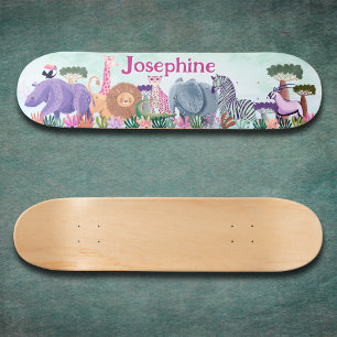 skateboard personalizado de menina com animais da 