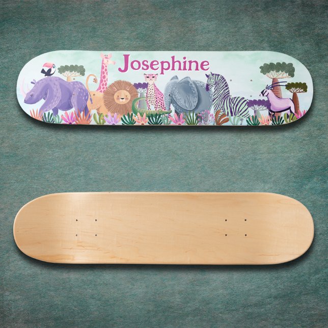 skateboard personalizado de menina com animais da  (Criador carregado)