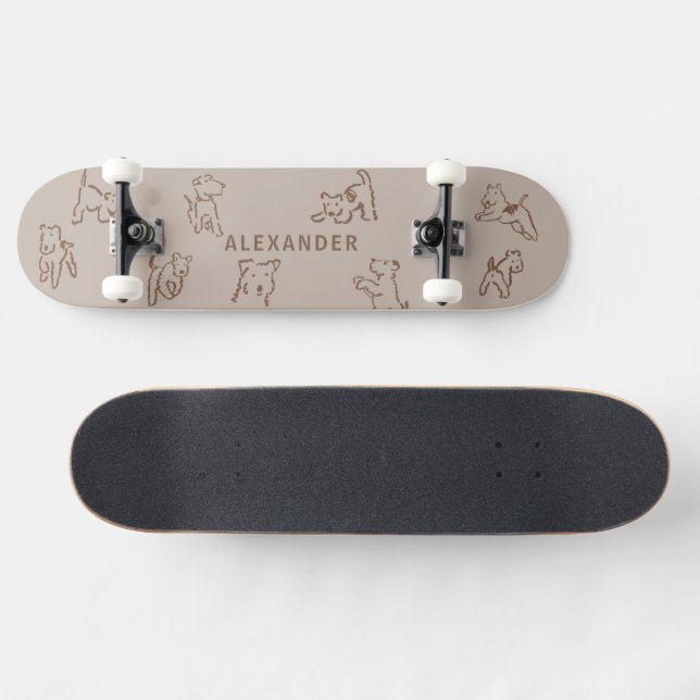 Skateboard Personalizado Fox Terrier Com Nome (Horz)