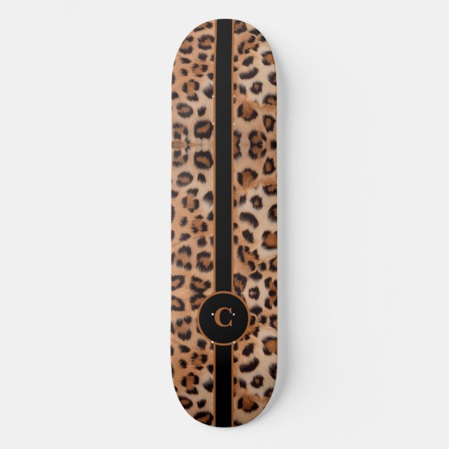 Skateboard Personalizado Leopardo Feroz e Ousado (Frente)