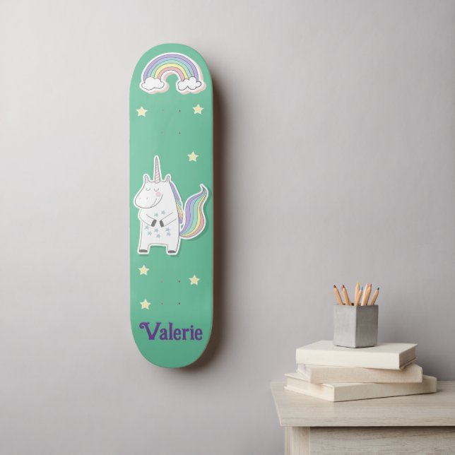 Skateboard Personalizado Unicórnio Arco-íris (Arte de parede)
