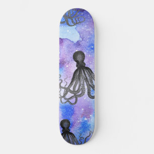 Skateboard - polvo octopus preto e branco