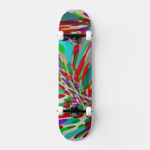skateboard prateado e colorido