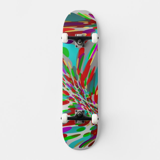 skateboard prateado e colorido (Frente)