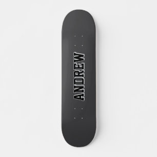 Skateboard Preto Varsity Meninos Nome Personalizad