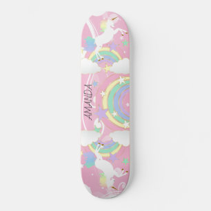 Skateboard Rainbow Pink Unicorn