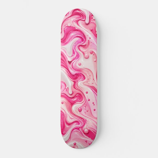 Skateboard Redemoinho Líquido Rosa – Y2K Abstrato  (Frente)