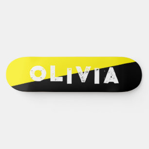 skateboard retro dividido amarelo e preto