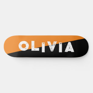 skateboard retro dividido laranja e preto