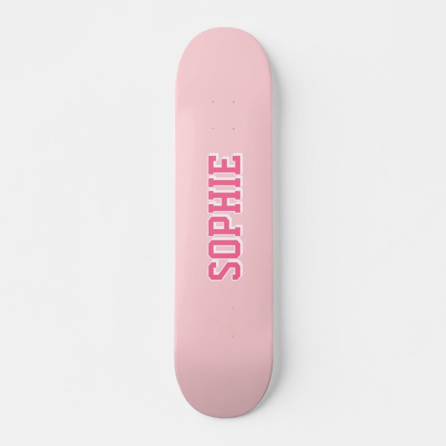 Skateboard Rosa Feminino Personalizado Nome (Frente)