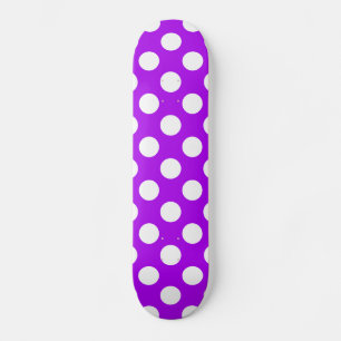 Skateboard Roxo e Branco com Bolinhas Grandes