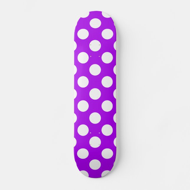 Skateboard Roxo e Branco com Bolinhas Grandes (Frente)