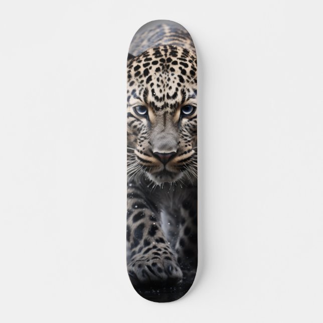  Skateboard Salvaje leopardo con mirada intensa (Frente)