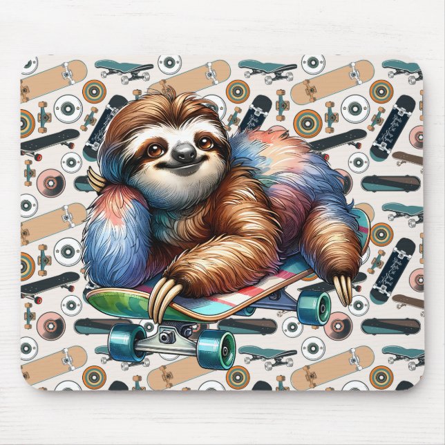 Skateboard Sloth Mousepad (Frente)