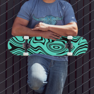 Skateboard Teal com Listras Onduladas