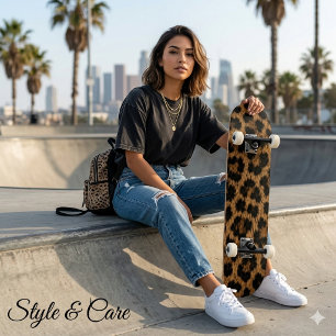 Skateboard Único Estiloso com Padrão de Leopardo T