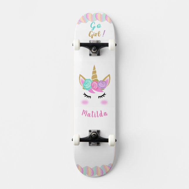 Skateboard Unicorn para Rapariga (Frente)