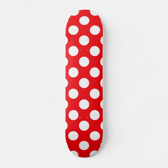 Skateboard Vermelho e Branco com Bolinhas Grandes (Frente)