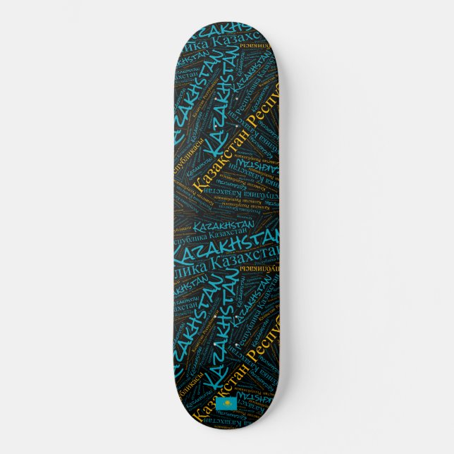 Skateboard Wordcloud Orgulho Nacional do Cazaquist (Frente)