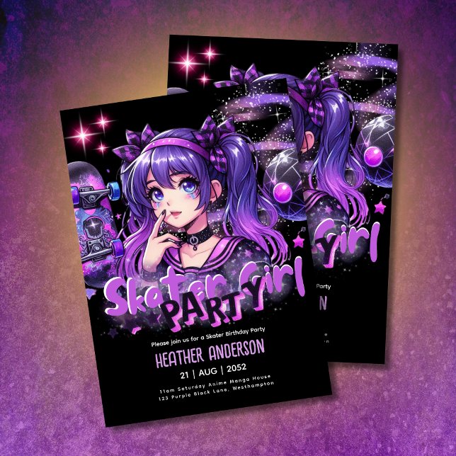 Skater de Festa de aniversário de Menina de Prato  (Criador carregado)