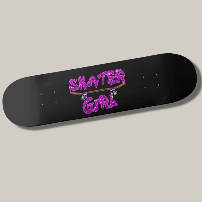 Skater Girl Purple Pink Skateboard (Criador carregado)