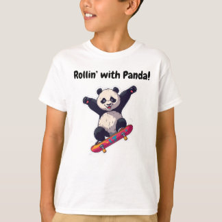 Skater Panda Kids T-Shirt – Cartoon Tee 