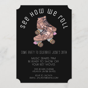 Skates do cilindro de retro Convite de aniversário