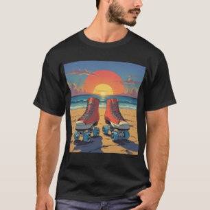 Skates Sunset - Roller Disco Beach Tee T-Shirt