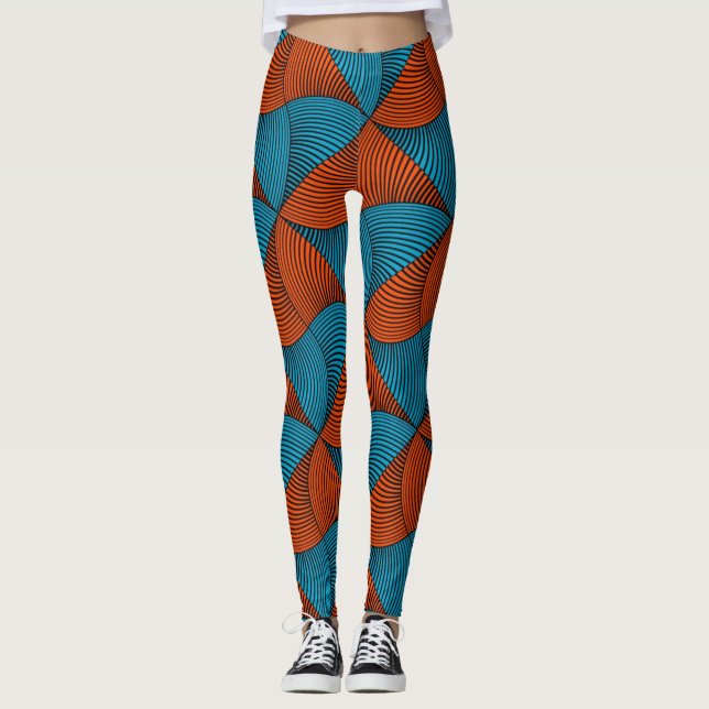 SKAYMARTS | Padrões Azuis Leggings Ancara Africana (Frente)